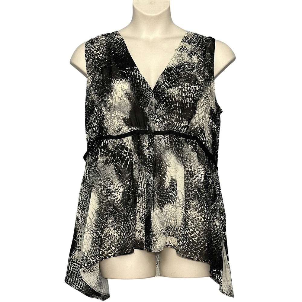 Snakeskin Animal Print Women Top 14 16 Black Gray Gothic Witchy Edgy Lightweight